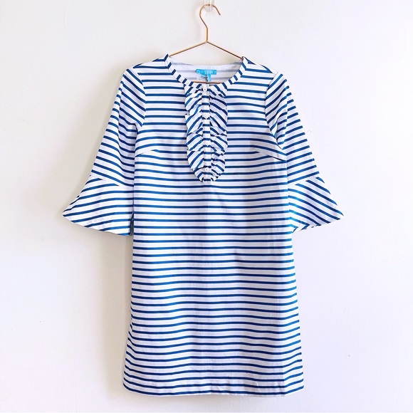 Draper James Dresses & Skirts - Draper James Sailor Stripe Ruffle Shift Dress